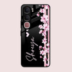 Pink Floral Customize Glass Case Cover For Vivo Y31 5G