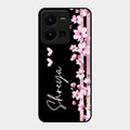 Pink Floral Customize Glass Case Cover For Vivo Y35
