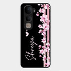 Pink Floral Customize Glass Case Cover For Vivo Y400 5G