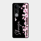 Pink Floral Customize Glass Case Cover For Vivo Y400 Pro 5G