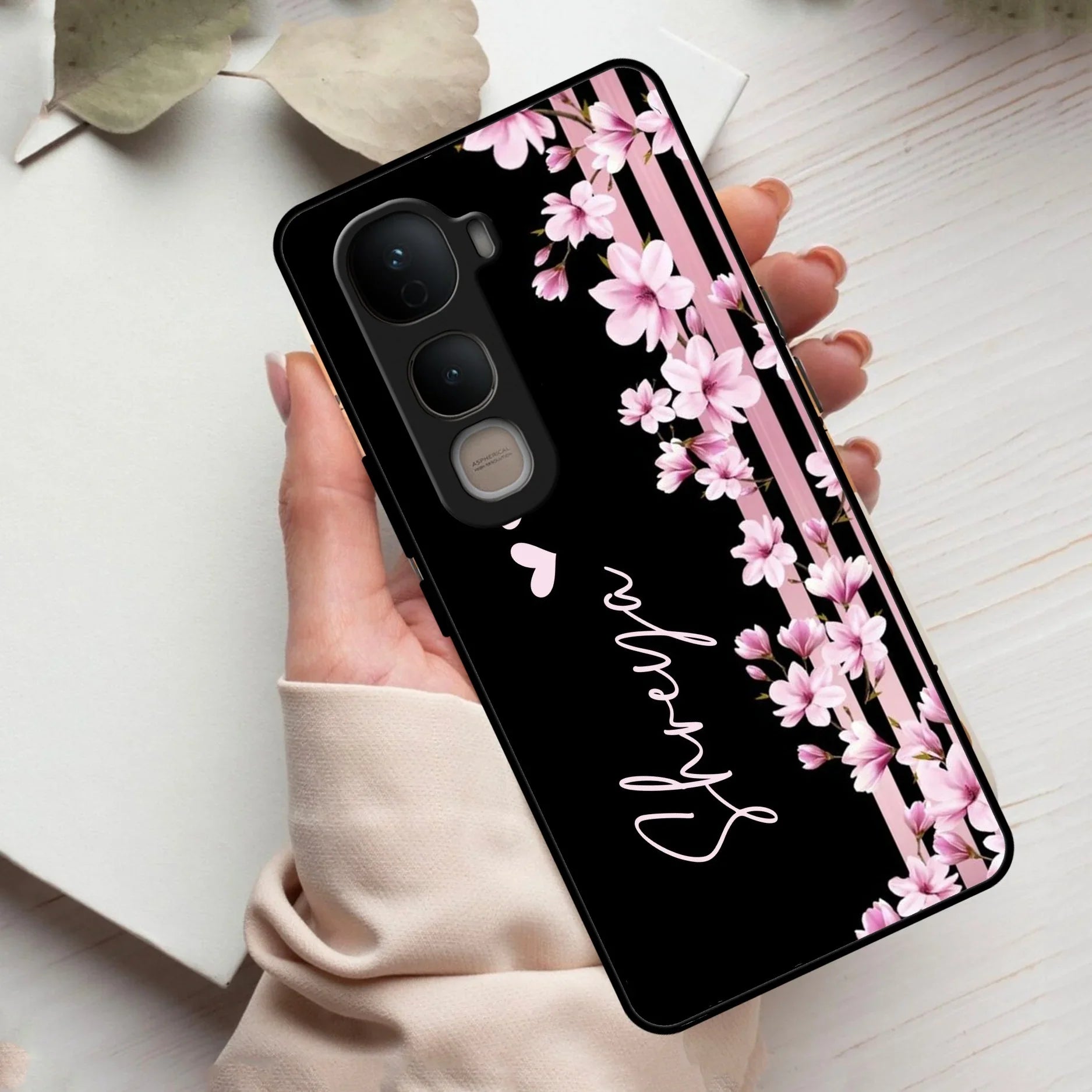 Pink Floral Customize Glass Case Cover For Vivo - ShopOnCliQ