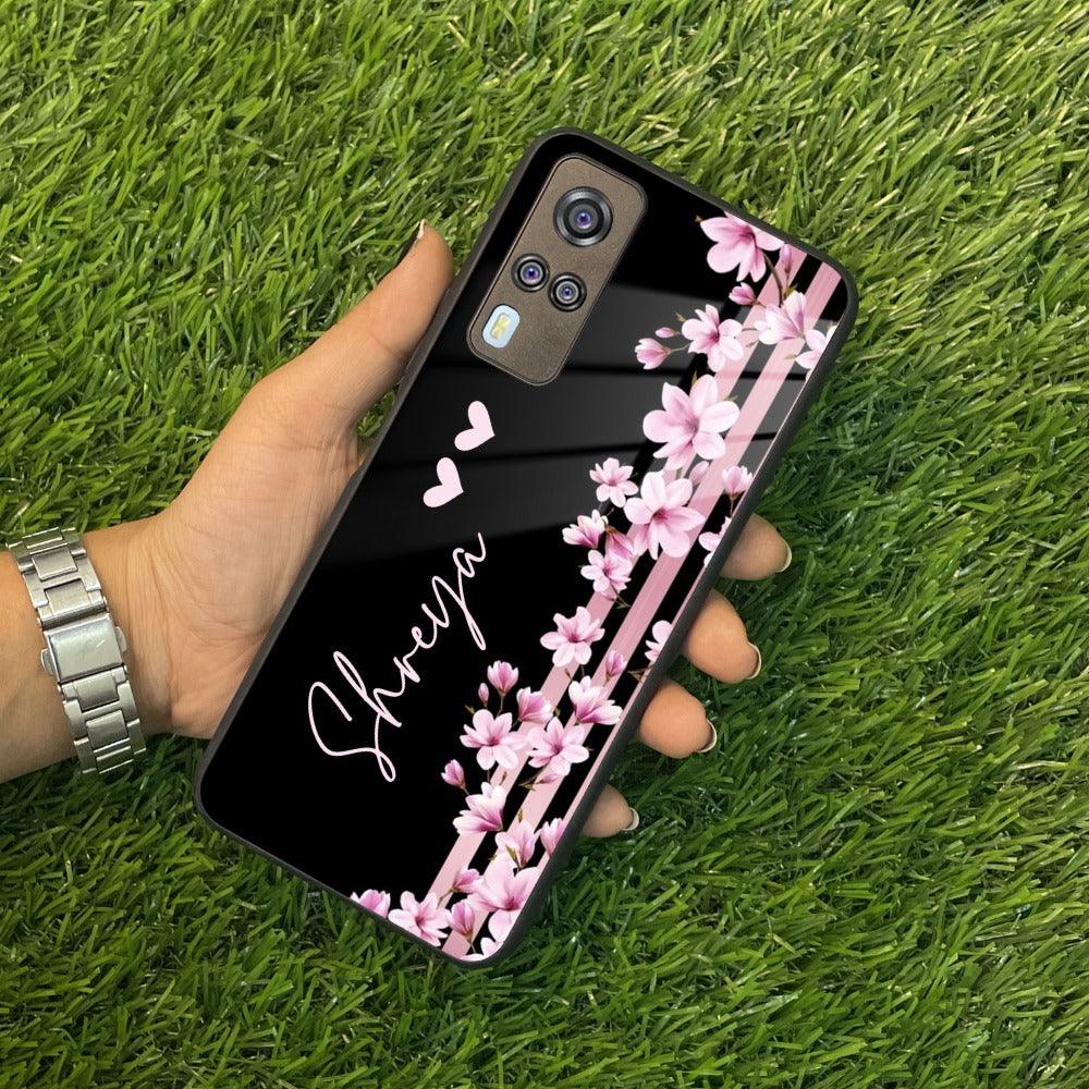 Pink Floral Customize Glass Case Cover For Vivo - ShopOnCliQ