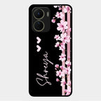 Pink Floral Customize Glass Case Cover For Vivo Y56 5G
