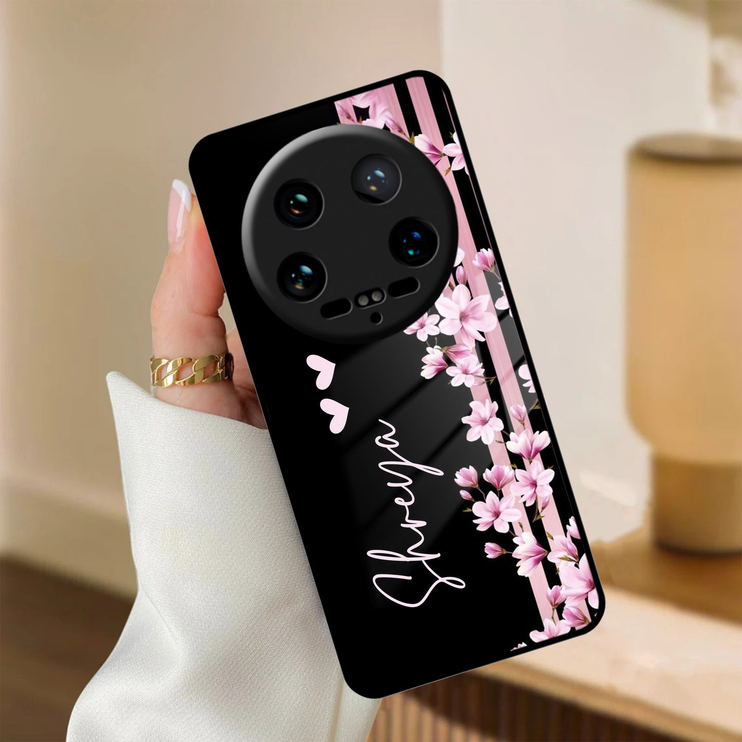 Pink Floral Customize Glass Case Cover For Redmi/Xiaomi