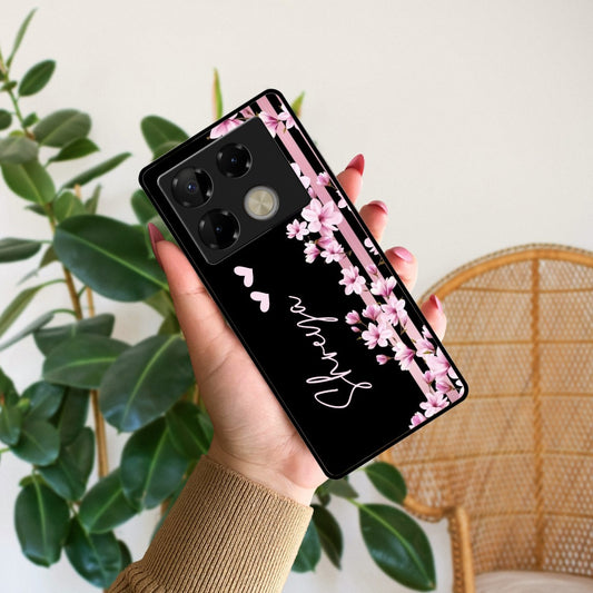 Pink Floral Customize Metal Case Cover For Infinix