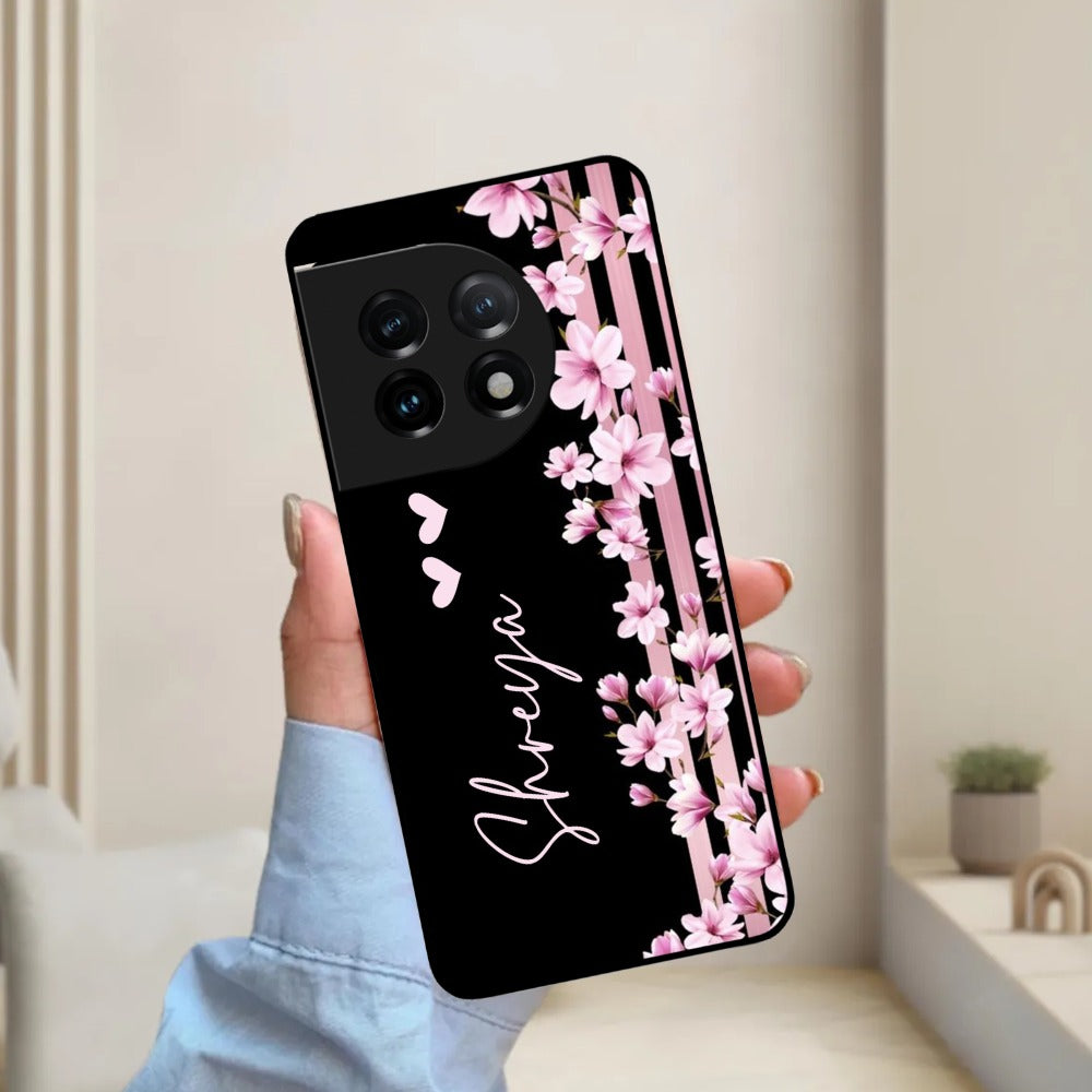 Pink Floral Customize Metal Case Cover For Oneplus