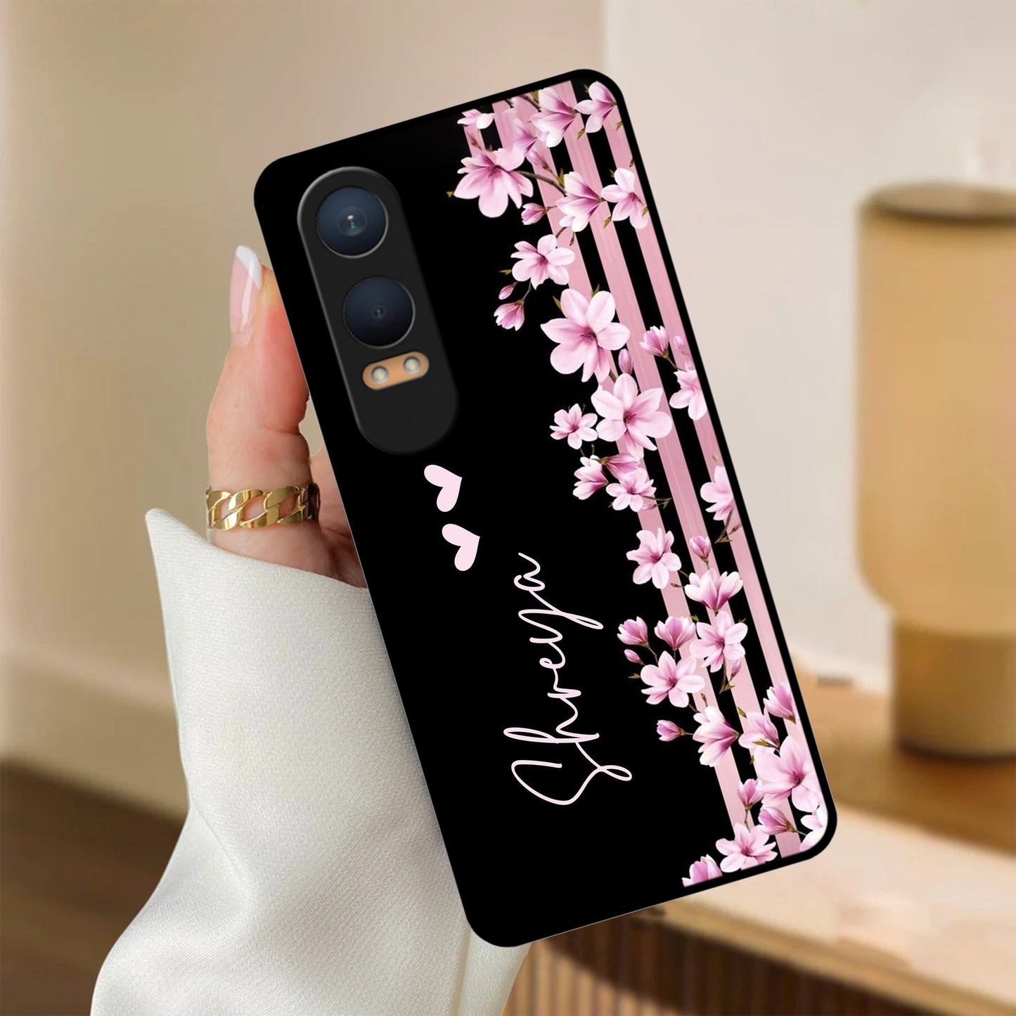 Pink Floral Customize Metal Case Cover For Oneplus