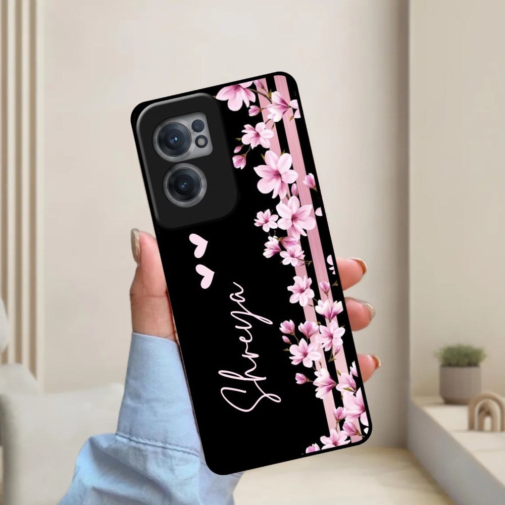 Pink Floral Customize Metal Case Cover For Oneplus