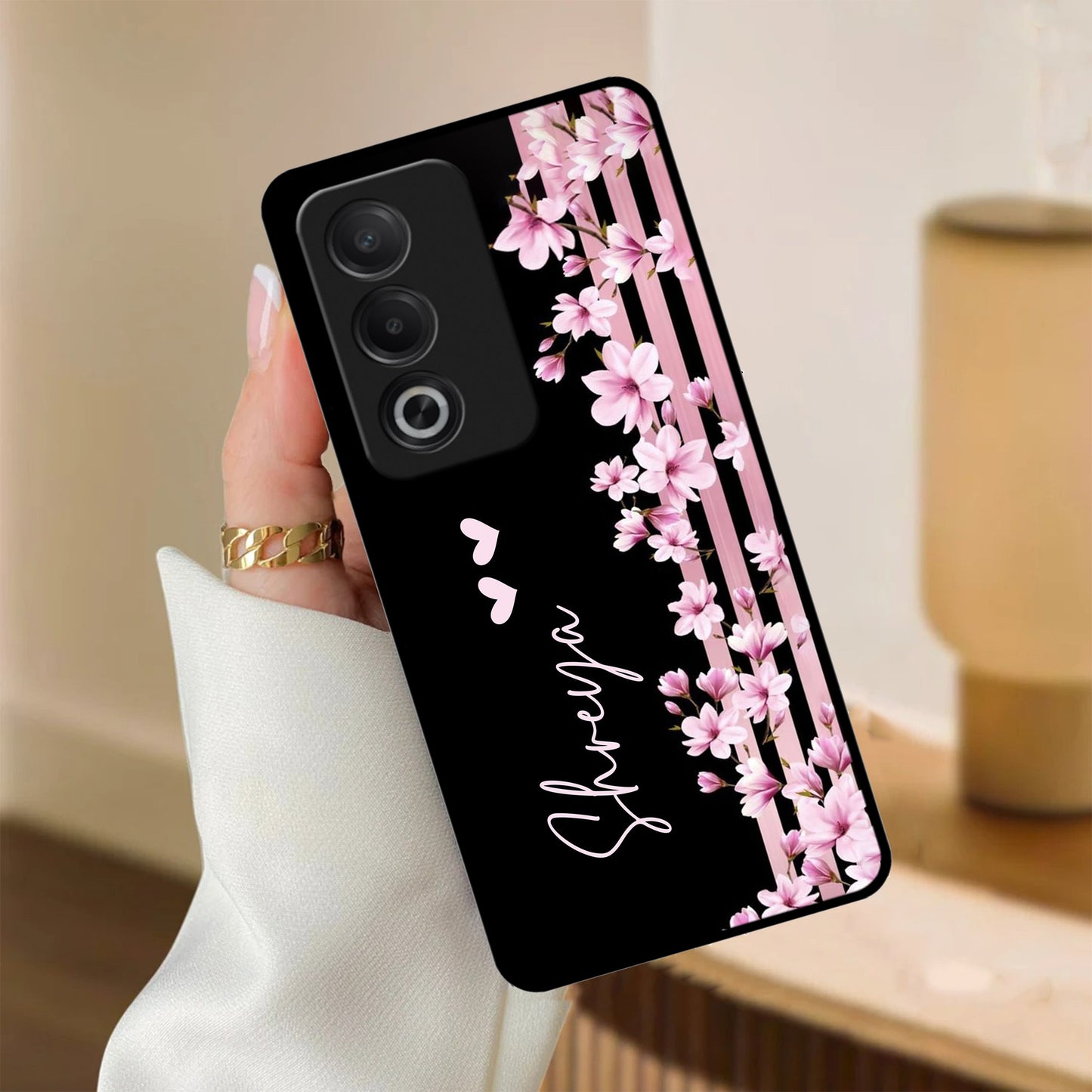 Pink Floral Customize Metal Case Cover For Oppo
