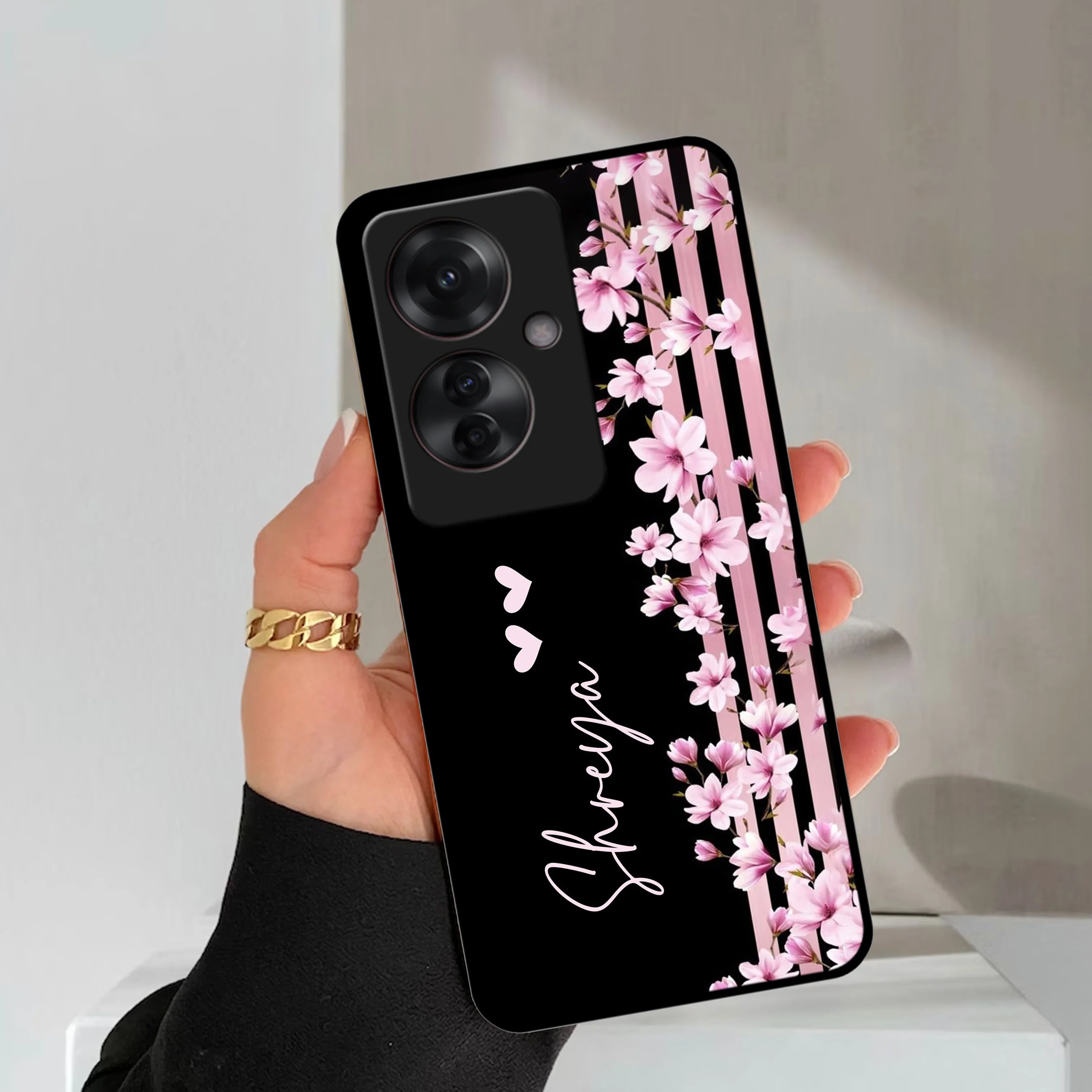 Pink Floral Customize Metal Case Cover For Oppo - ShopOnCliQ