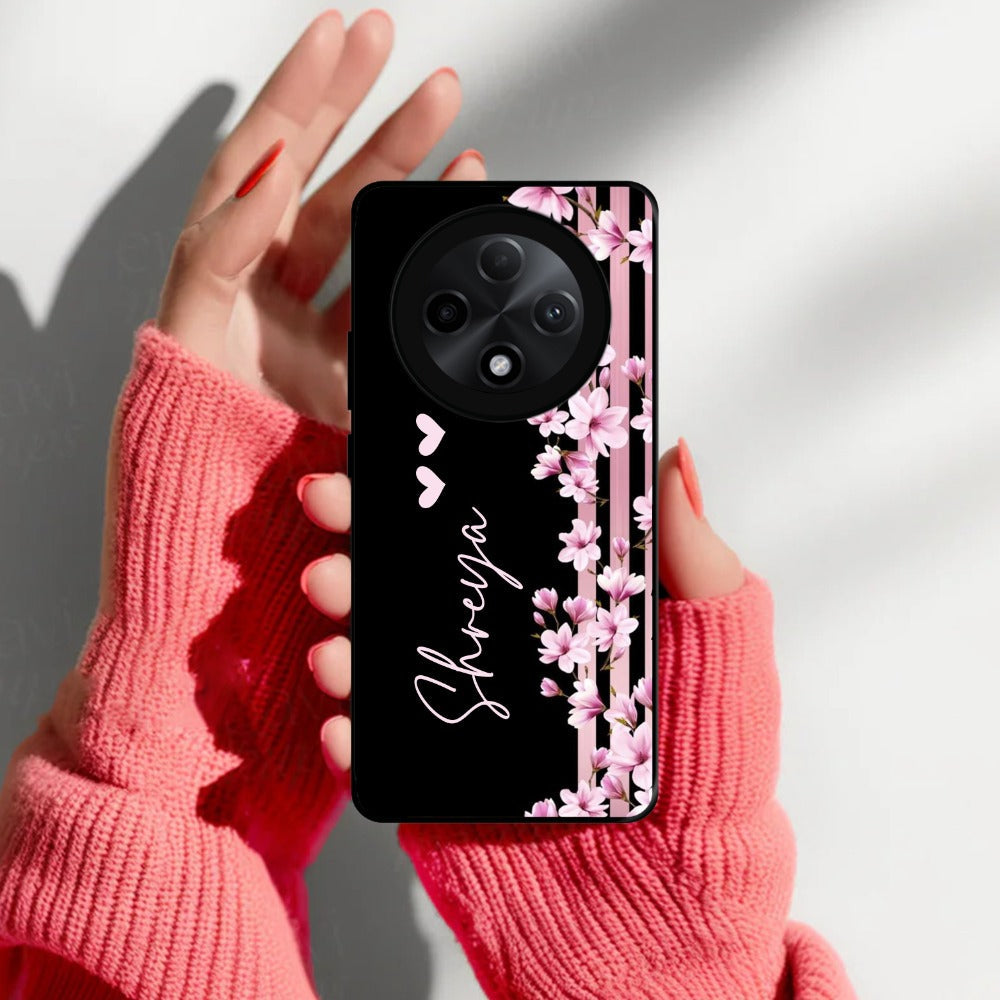 Pink Floral Customize Metal Case Cover For Oppo