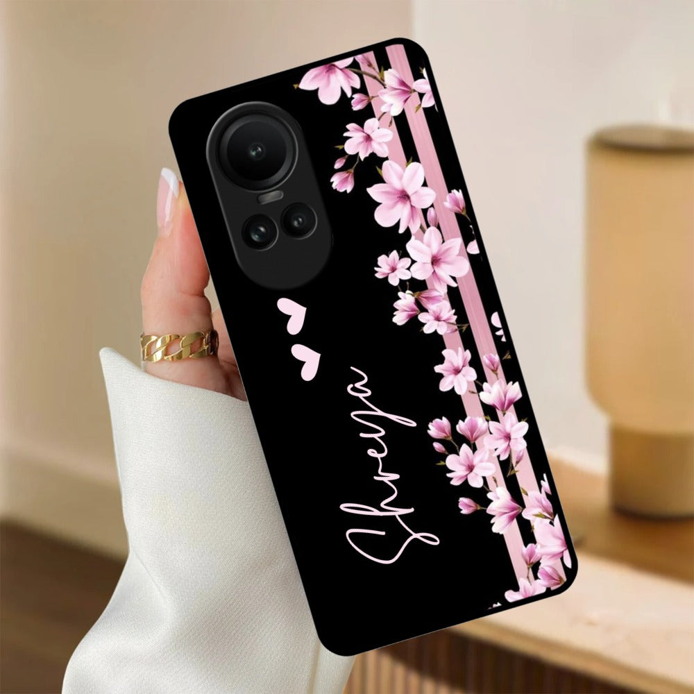 Pink Floral Customize Metal Case Cover For Oppo