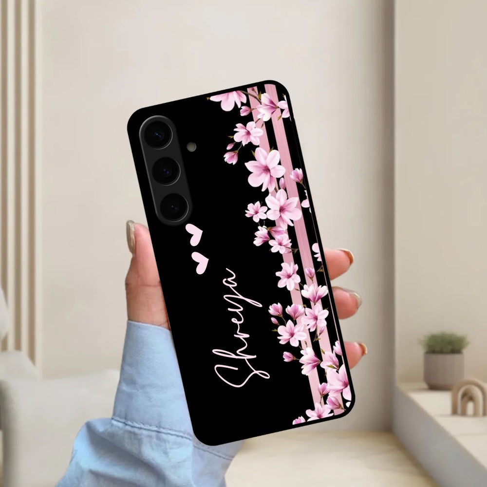 Pink Floral Customize Metal Case Cover For Samsung