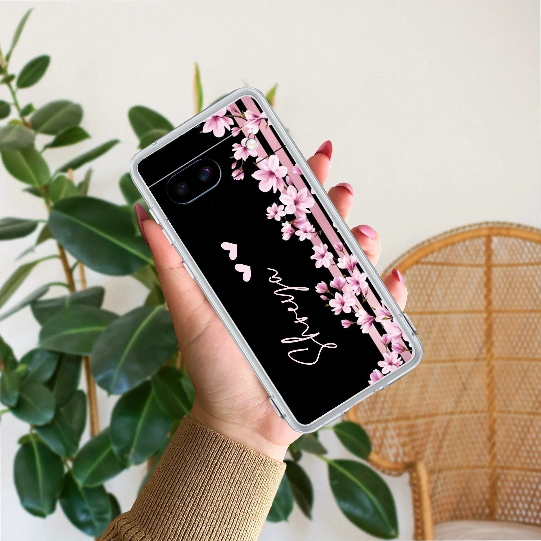 Pink Floral Customize Transparent Silicon Case For Google - ShopOnCliQ