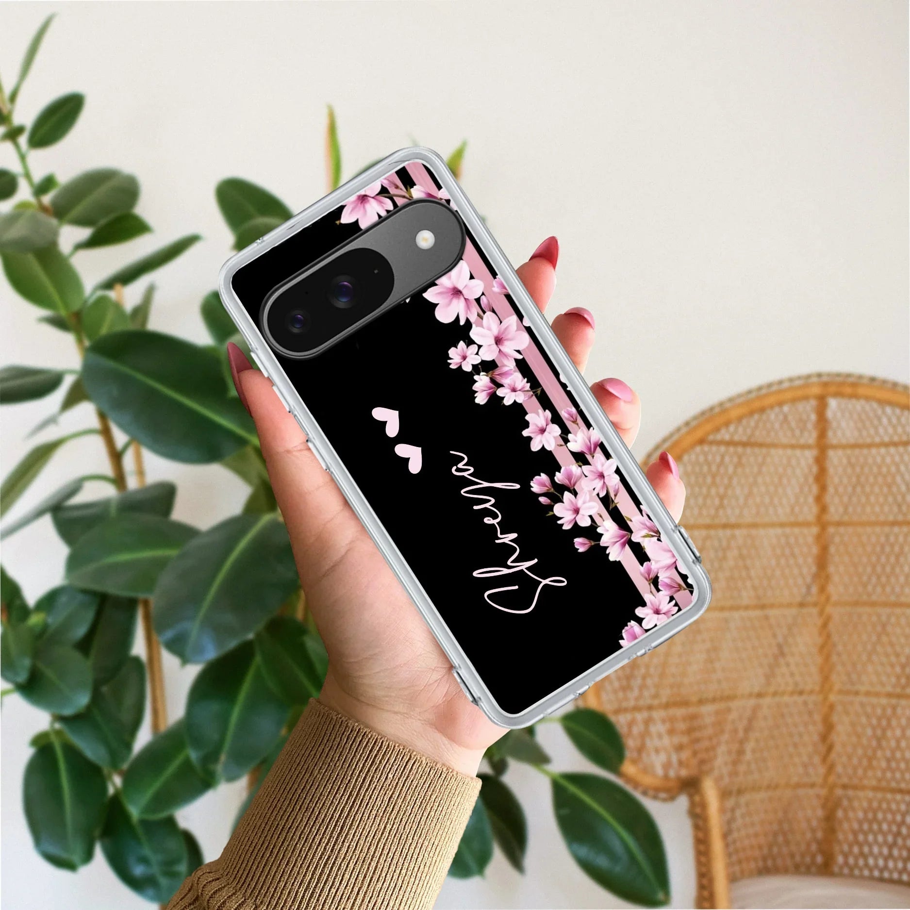 Pink Floral Customize Transparent Silicon Case For Google - ShopOnCliQ
