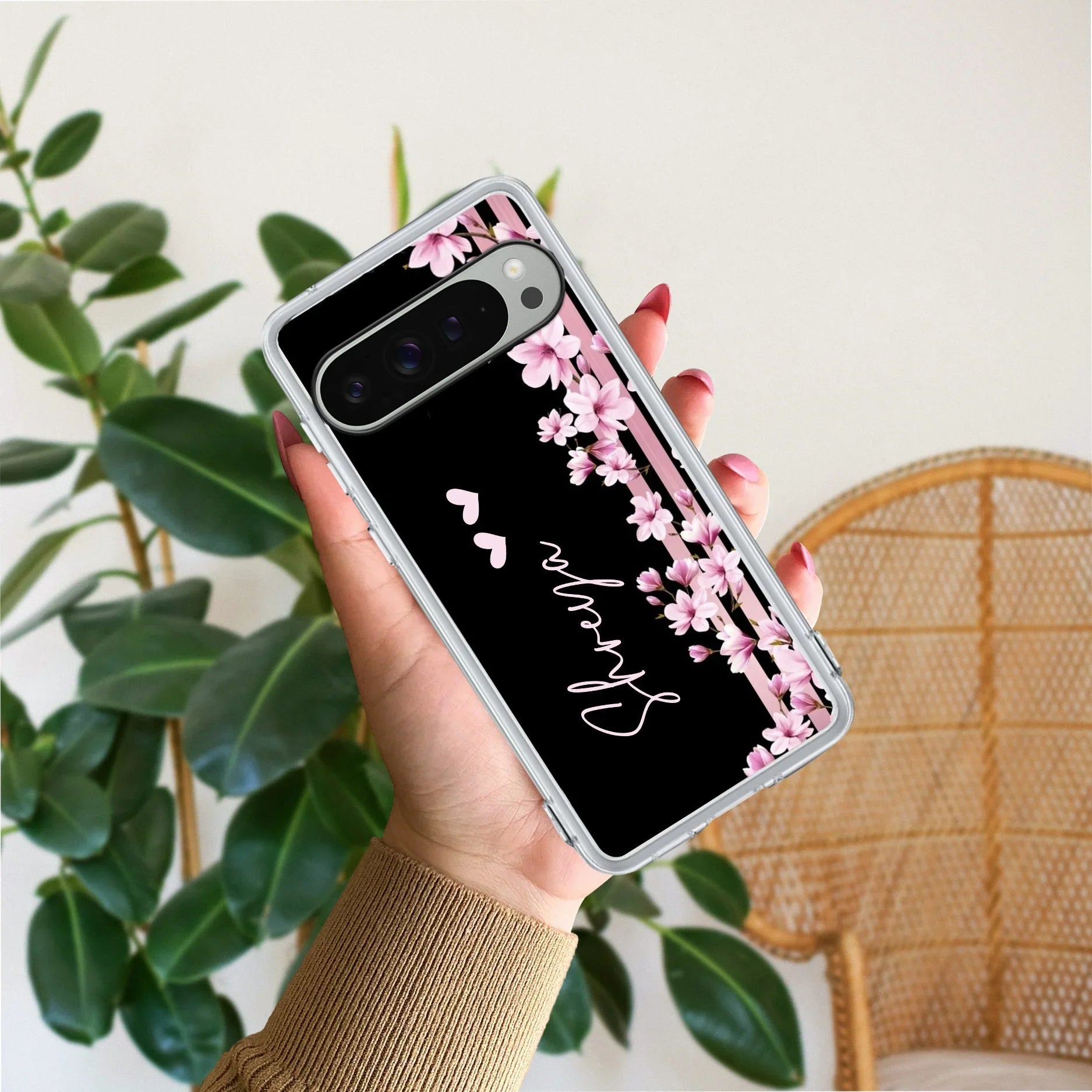 Pink Floral Customize Transparent Silicon Case For Google - ShopOnCliQ