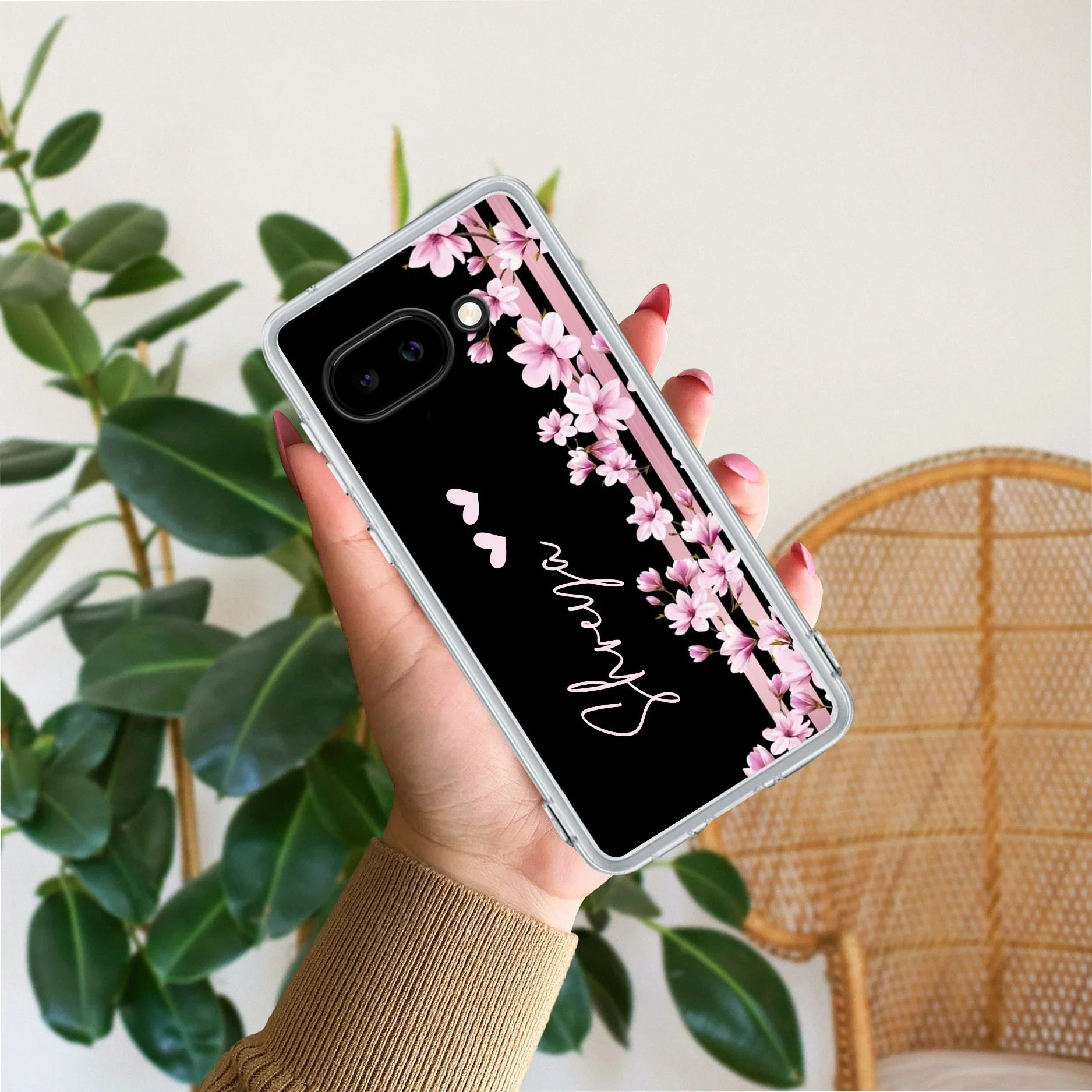 Pink Floral Customize Transparent Silicon Case For Google - ShopOnCliQ