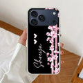 Pink Floral Customize Anti Yellow Clear Case For iPhone 17 Pro Max
