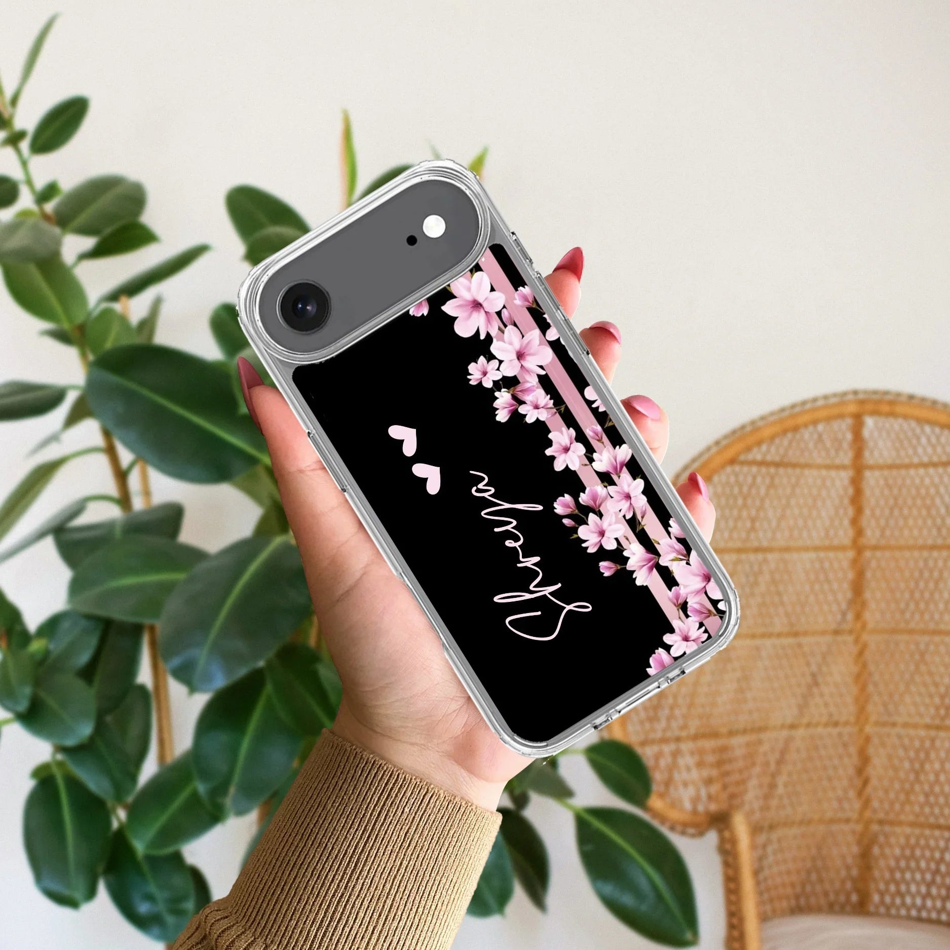 Pink Floral Customize Transparent Silicon Case For iPhone - ShopOnCliQ