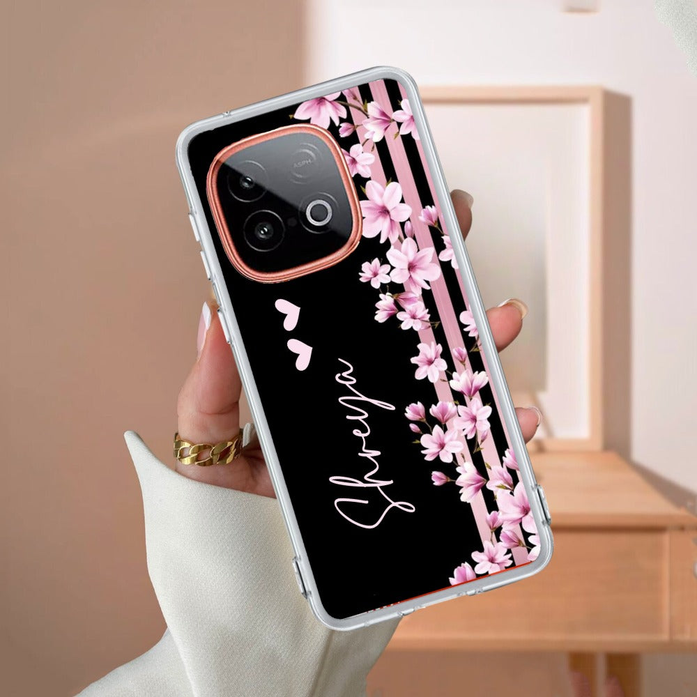 Pink Floral Customize Transparent Silicon Case For iQOO