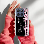 Pink Floral Customize Transparent Silicon Case For Motorola Edge 60 Fusion 5G