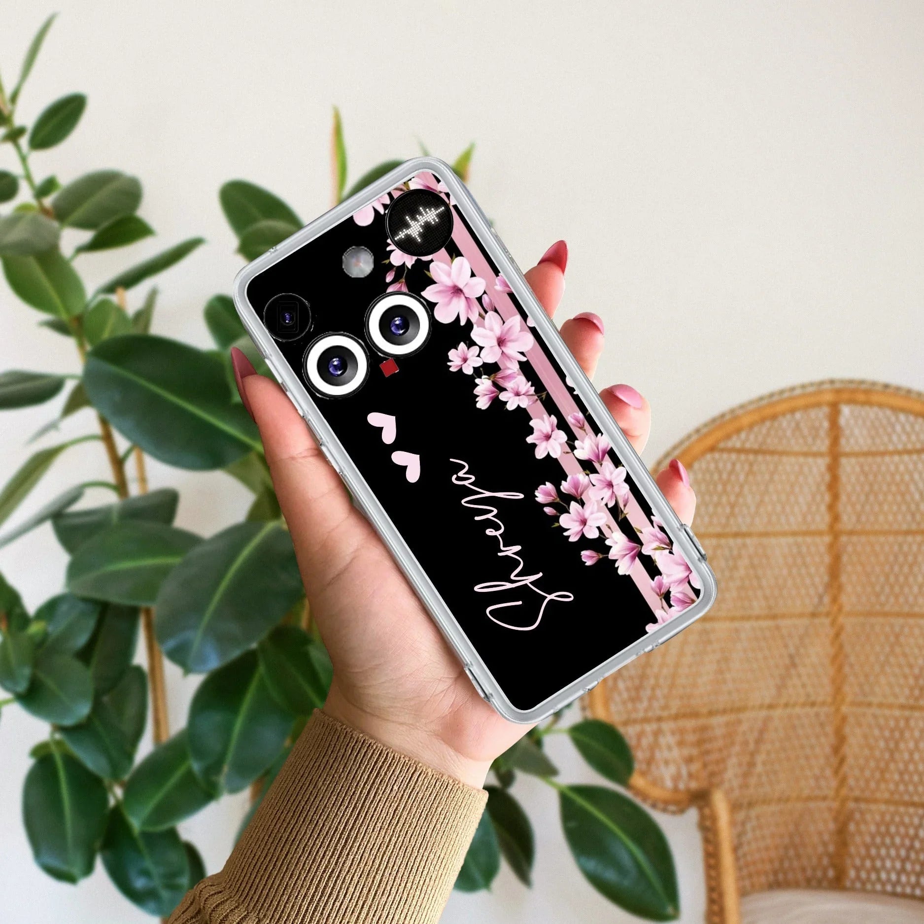 Pink Floral Customize Transparent Silicon Case For Nothing - ShopOnCliQ