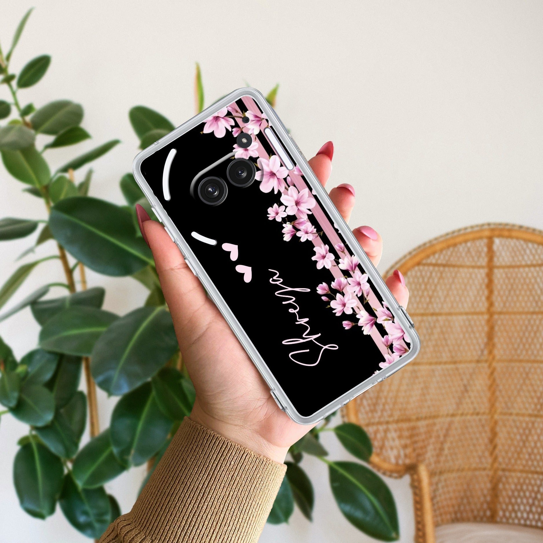 Pink Floral Customize Anti Yellow Case For Nothing Phone 2a Plus