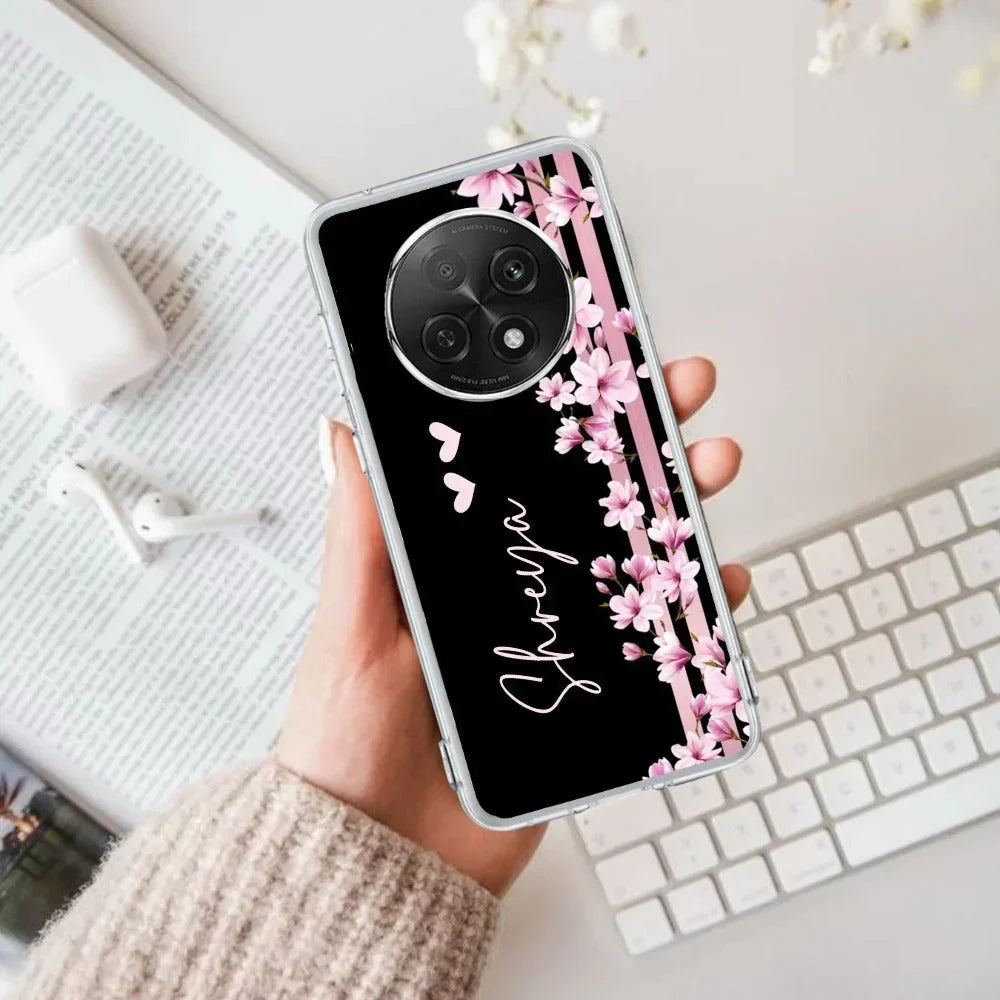 Pink Floral Customize Anti Yellow Case For Oppo F29 Pro 5G