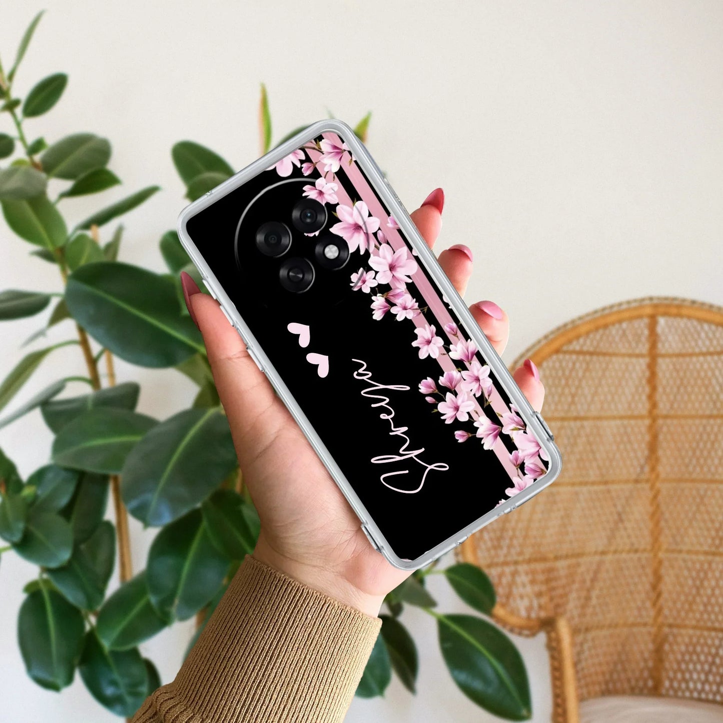 Pink Floral Customize Transparent Silicon Case For Oppo - ShopOnCliQ