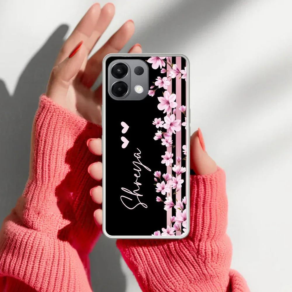 Pink Floral Customize Transparent Silicon Case For Oppo - ShopOnCliQ