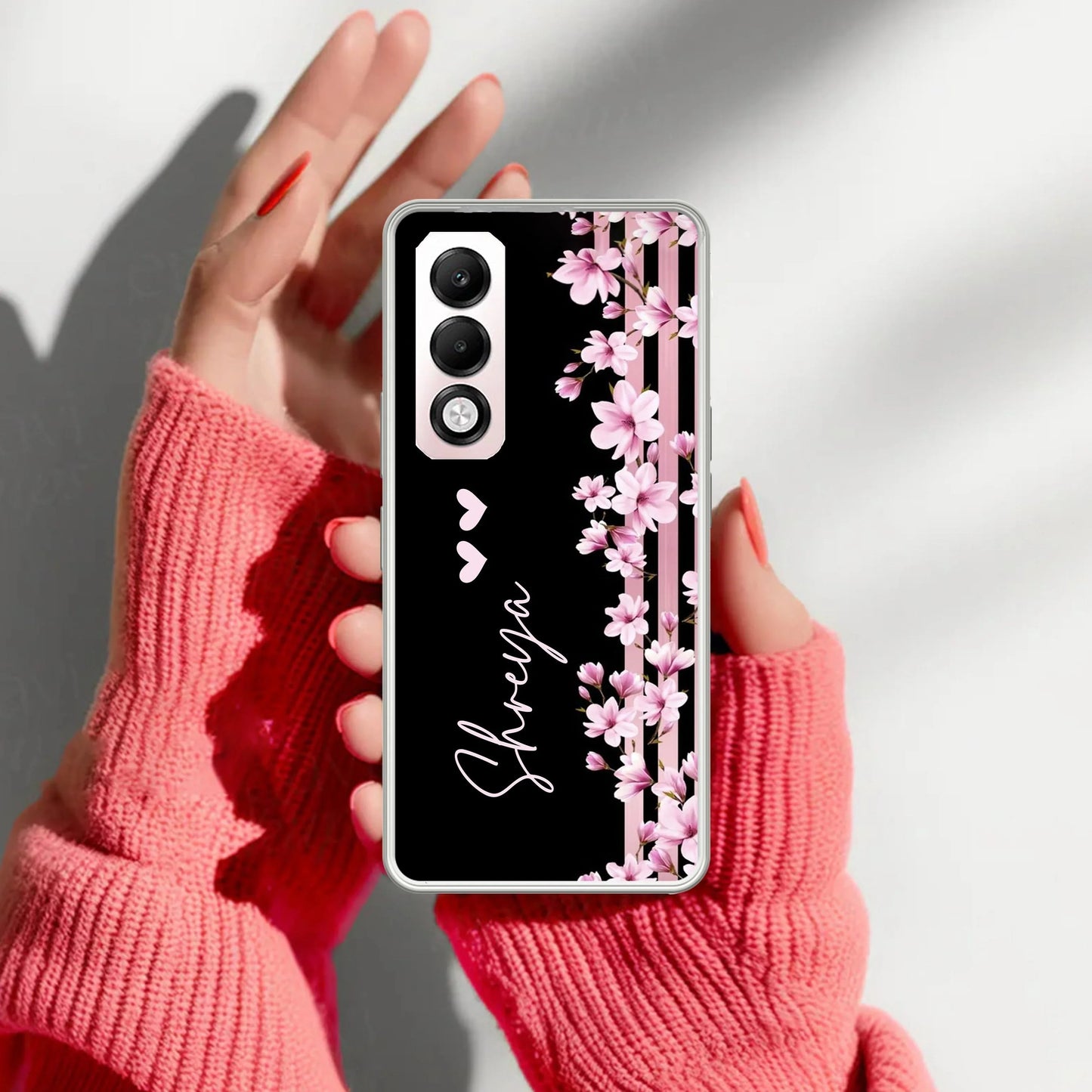 Pink Floral Customize Transparent Silicon Case For Oppo - ShopOnCliQ