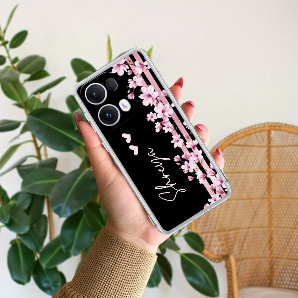 Pink Floral Customize Transparent Silicon Case For Oppo - ShopOnCliQ
