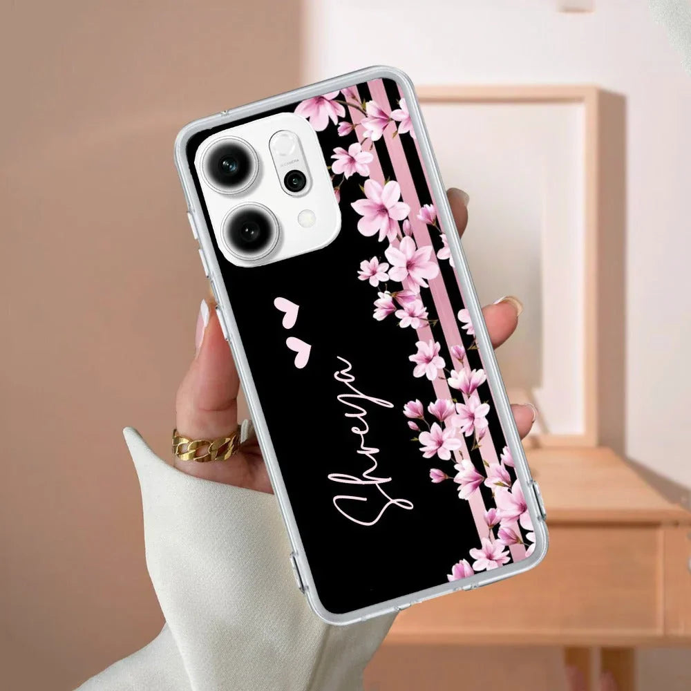 Pink Floral Customize Transparent Silicon Case For Oppo - ShopOnCliQ