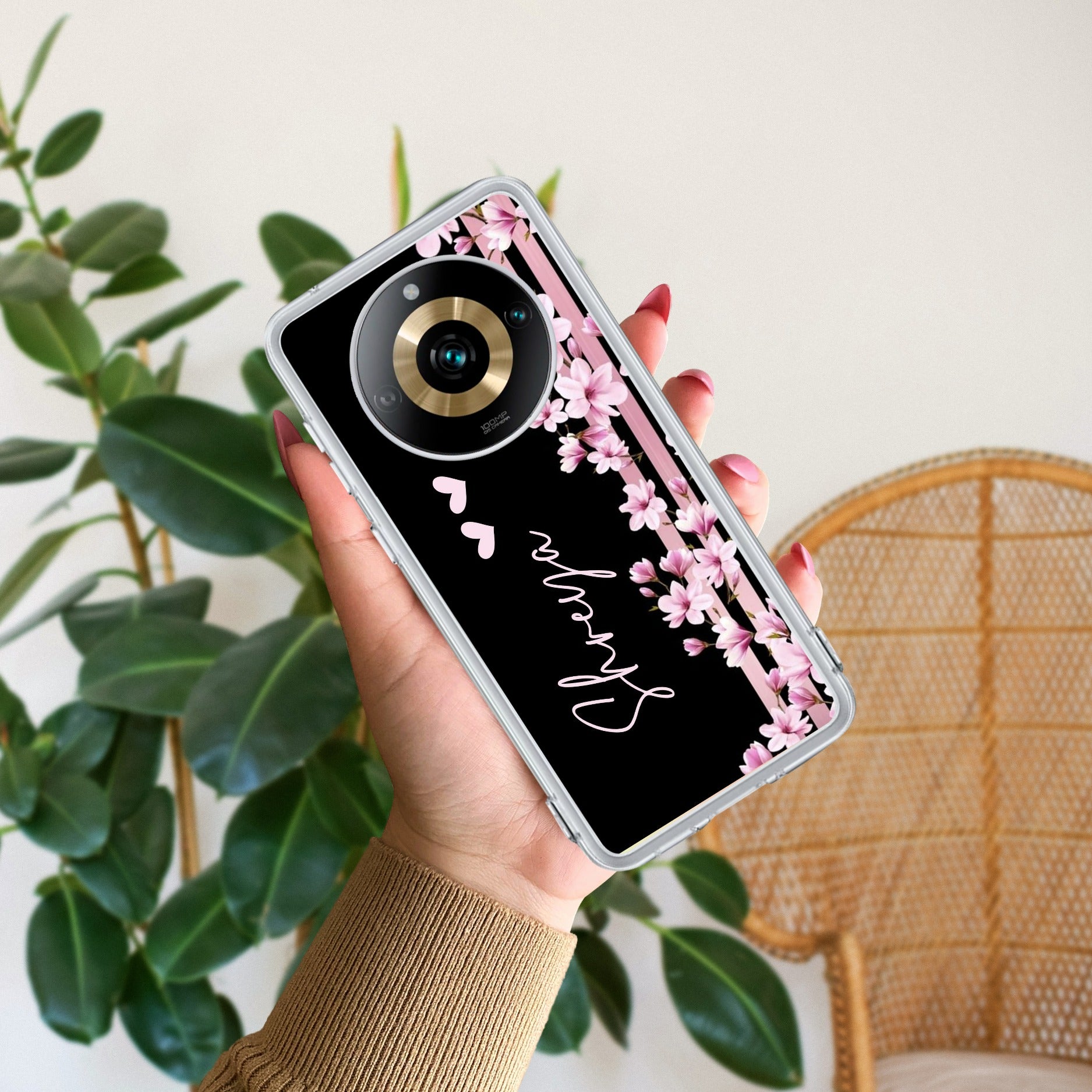 Pink Floral Anti Yelllow Case For Realme 11 Pro Plus 5G