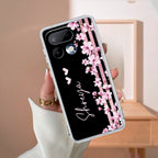 Pink Floral Customize Transparent Silicon Case For Realme 12 Pro Plus 5G