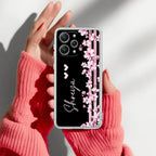Pink Floral Customize Transparent Silicon Case For Redmi 12 4G
