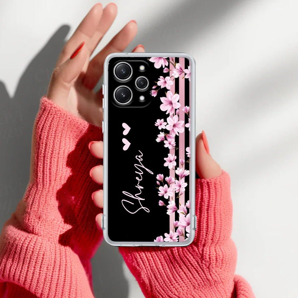 Pink Floral Customize Transparent Silicon Case For Redmi/Xiaomi