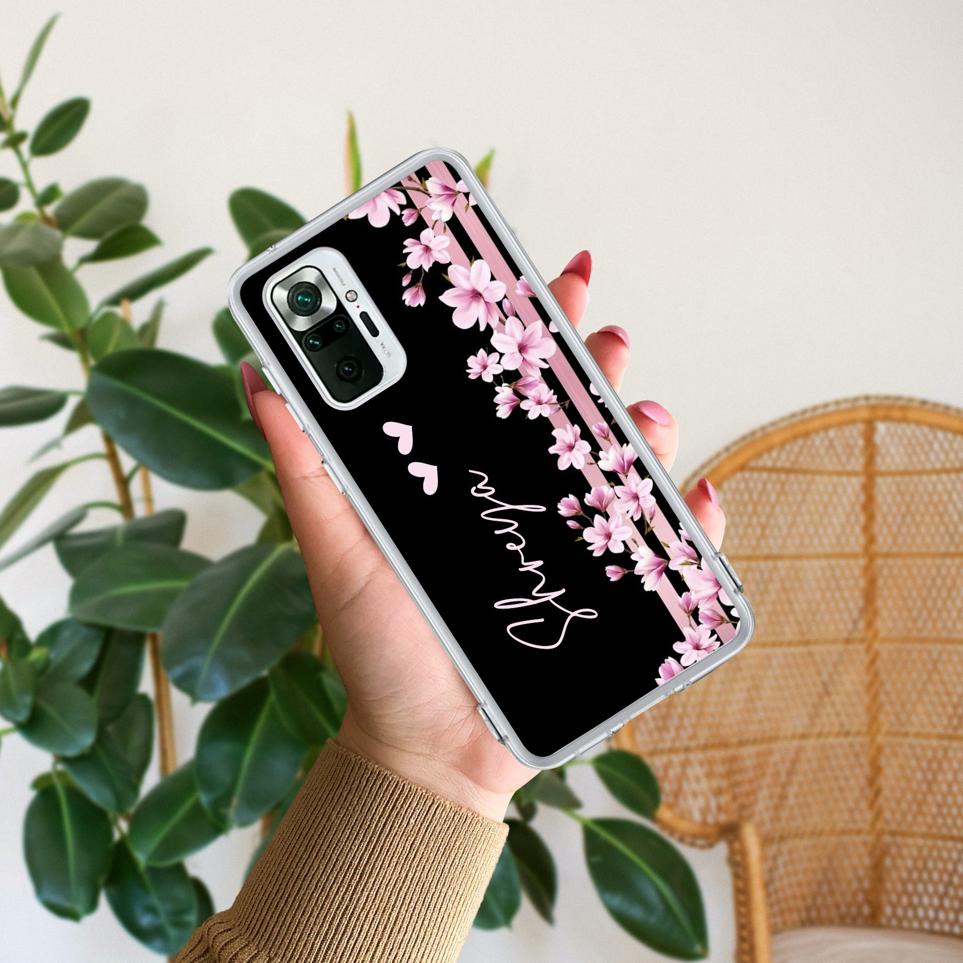 Pink Floral Anti Yellow Case For Redmi Note 10 Pro