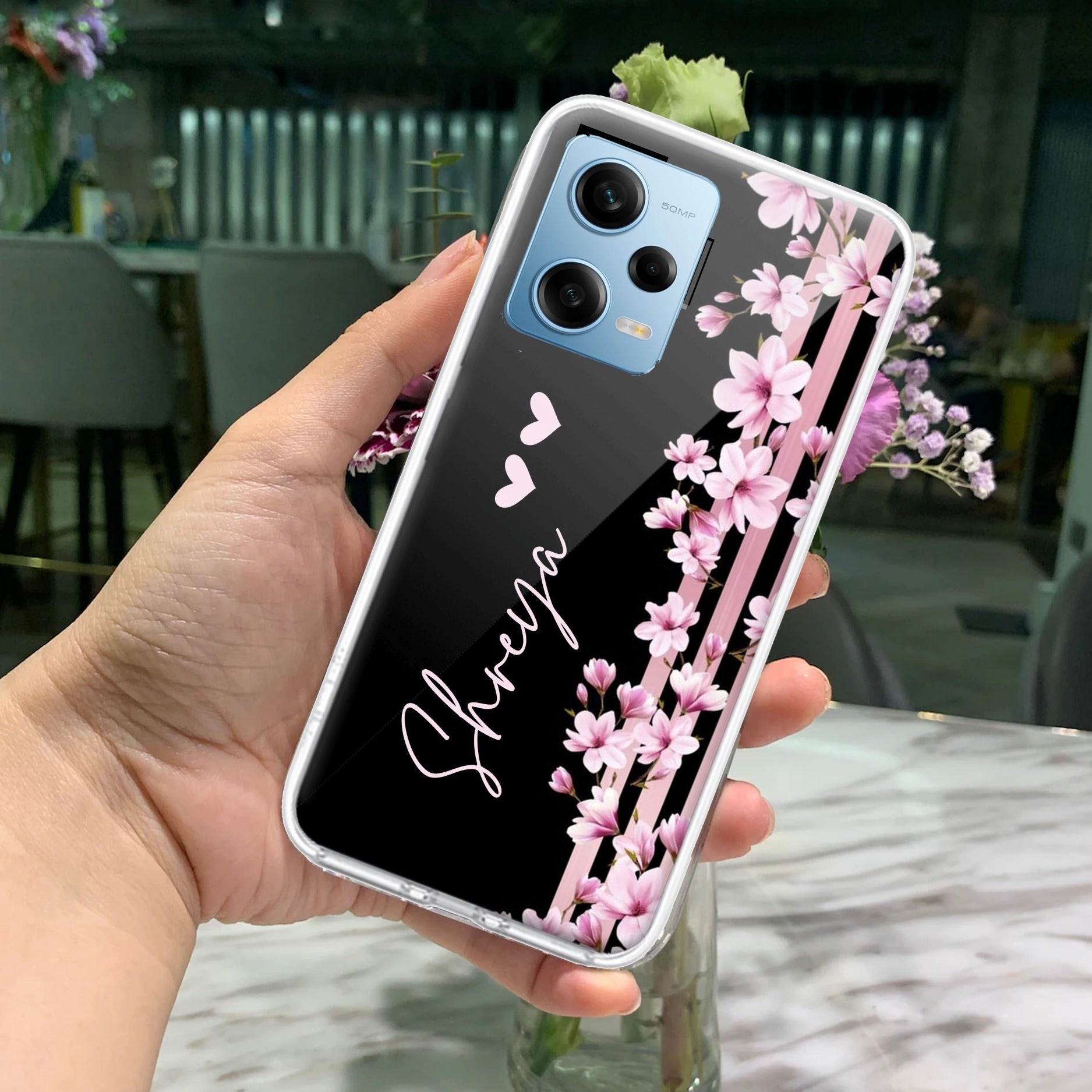 Pink Floral Customize Transparent Silicon Case For Redmi/Xiaomi