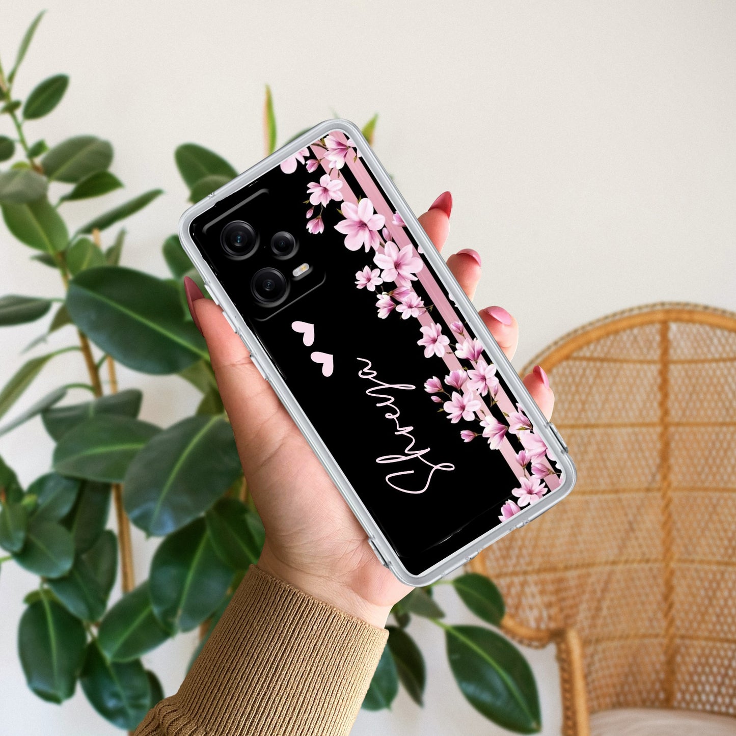 Pink Floral Customize Transparent Silicon Case For Redmi/Xiaomi