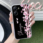 Pink Floral Customize Transparent Silicon Case For Vivo X90 Pro Plus 5G