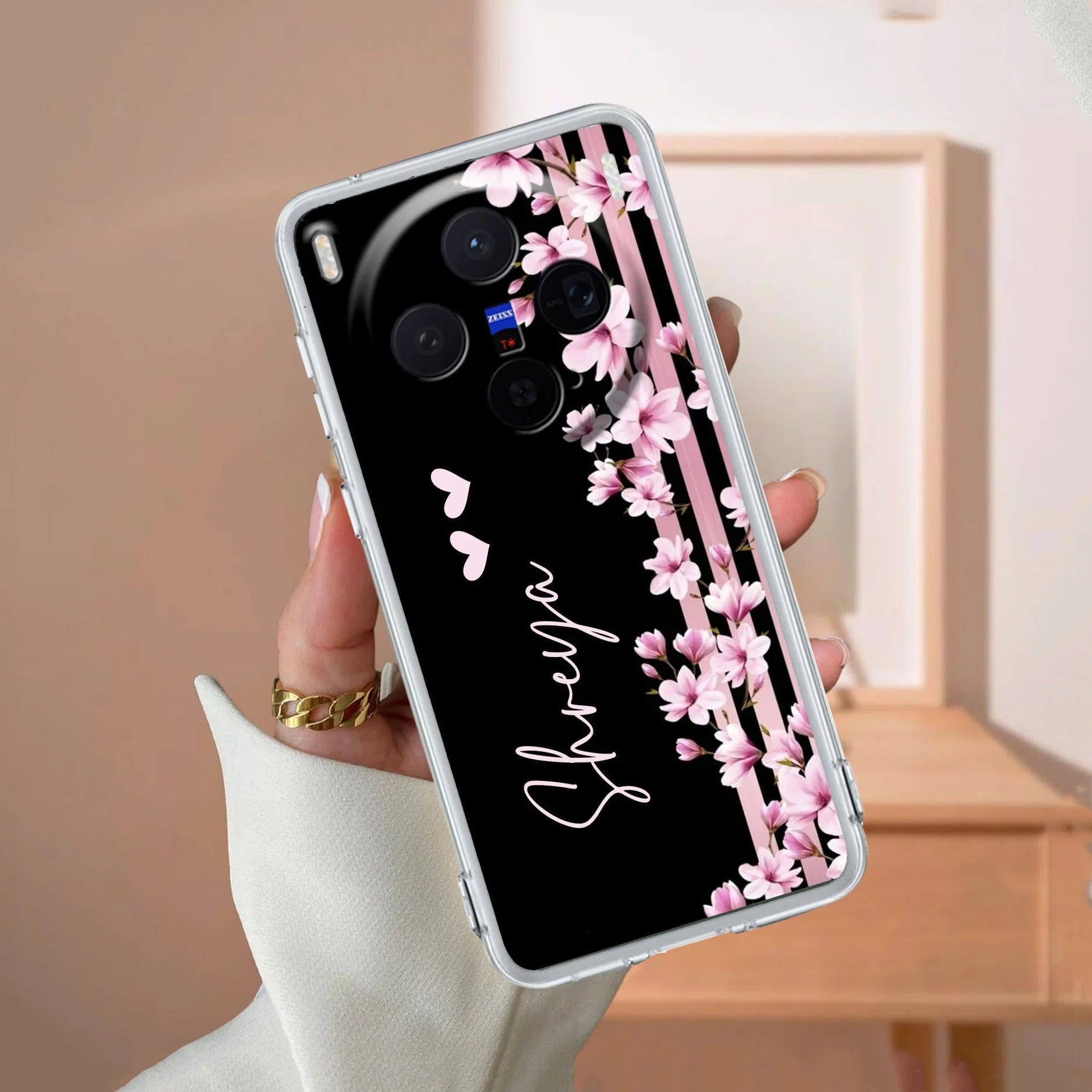 Pink Floral Customize Transparent Silicon Case For Vivo - ShopOnCliQ