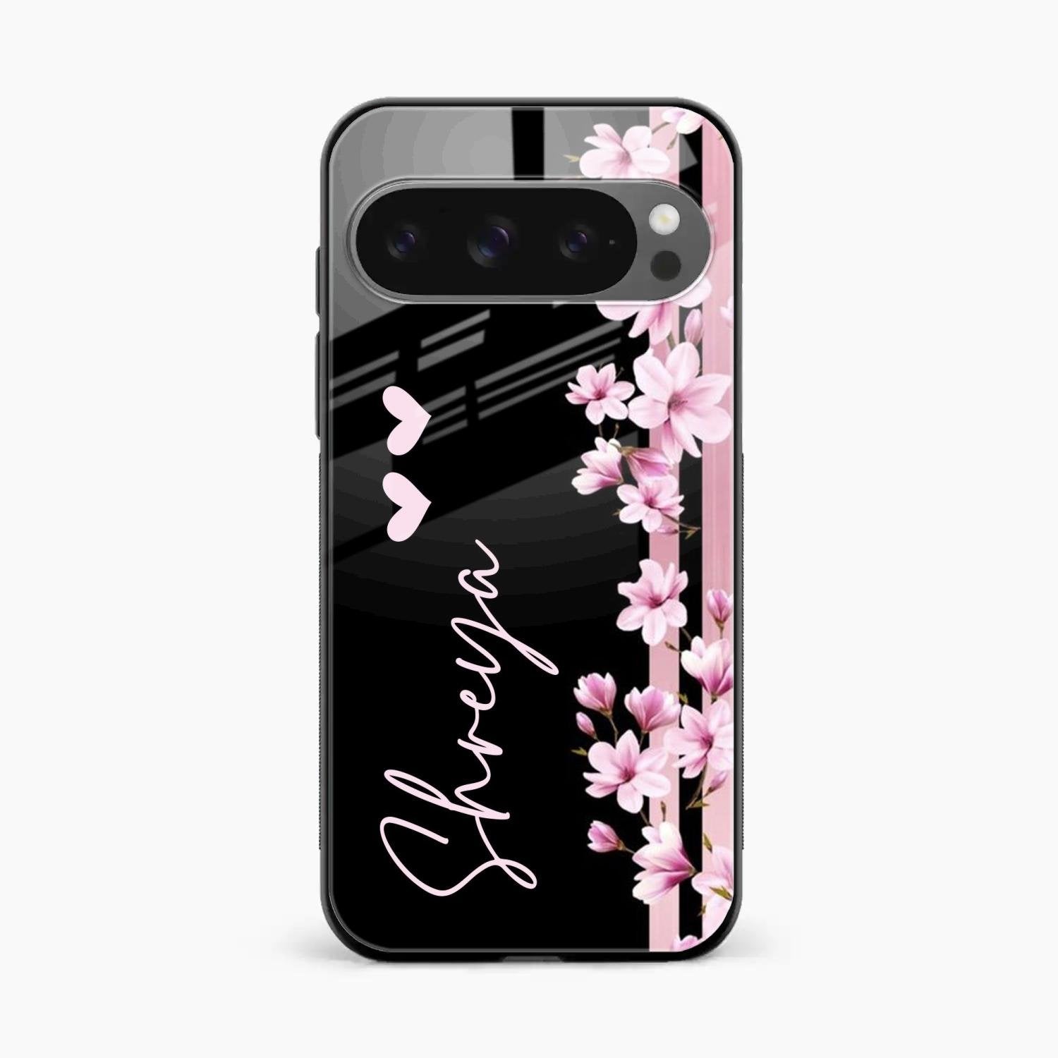 Pink Floral Glossy Metal Case Cover For Google Pixel 10 Pro XL