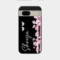 Pink Floral Glossy Metal Case Cover For Google Pixel 8A 5G