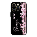 Pink Floral Glossy Metal Case Cover For iPhone 14 Pro