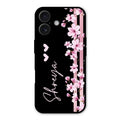 Pink Floral Glossy Metal Case Cover For iPhone 16