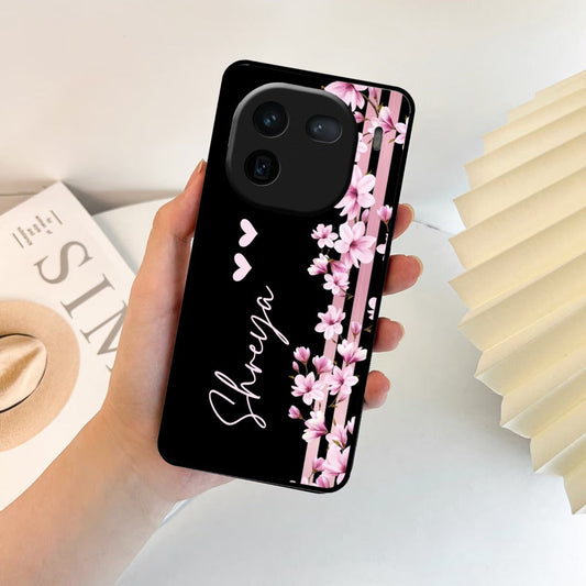 Pink Floral Customize Metal Case Cover For iQOO
