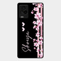 Pink Floral Glossy Metal Case Cover For Iqoo 7 Legend 5G