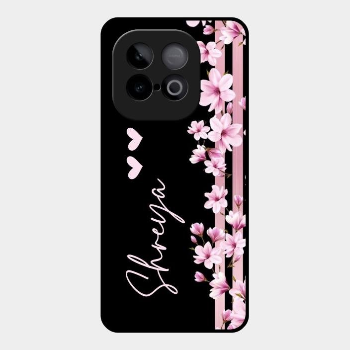 Pink Floral Glossy Metal Case Cover For Iqoo Neo 10 5G