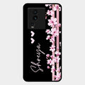 Pink Floral Glossy Metal Case Cover For Iqoo Neo 7 5G